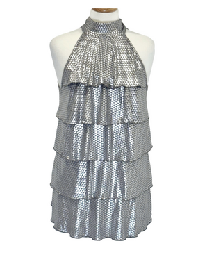 JTB silver printed sequin halter top
